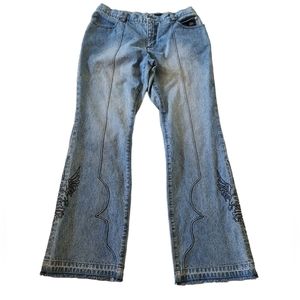 Harley Davidson Vintage Eagle Embroidered Boot Cut Jeans 31